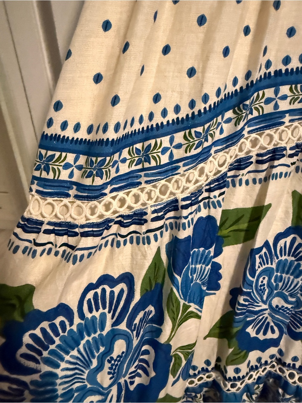 FARM Rio Cream Midi Dress with Blue & Green Botanical Print - Picture 11 of 15